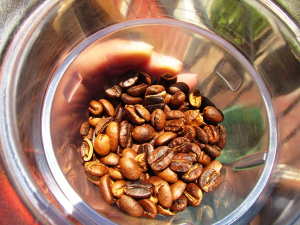 Roasted coffee beans ready for grinding