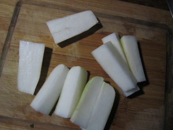 Radish cut into wedges