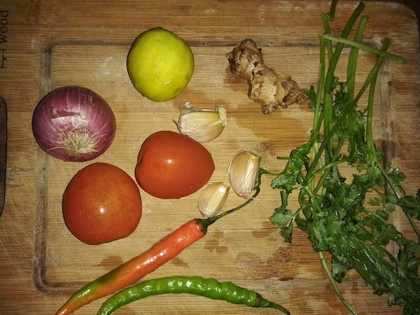 Ingredients for peanut salad