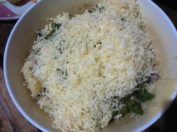 Potato, cheese, and spices mixture