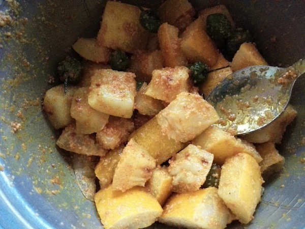 Mixed with spices