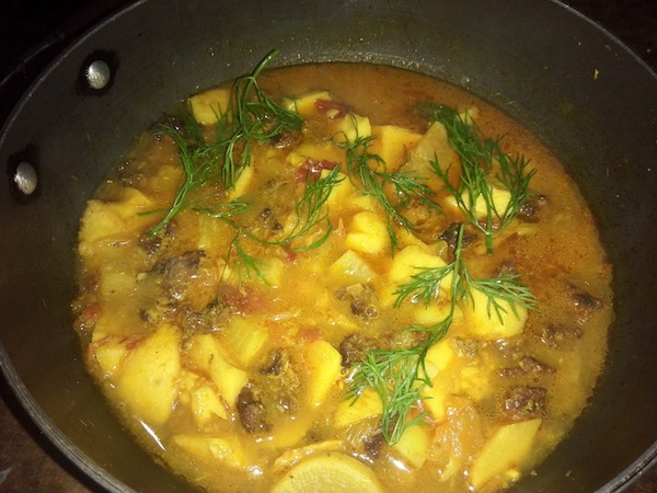 Masyura ra Pindalu ko Jhol/Tarkari (Dried Lentil Balls and Taro Soup/Curry)