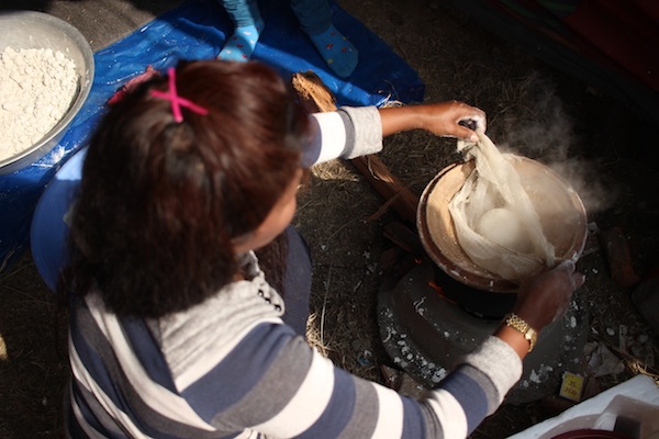 Bhakka, a popular snack of Thuru community of eastern Nepal, is a steamed rice cake made in especially way. The fine rice flours are converted to sandy texture using little water, shaped with a bowl and then steamed. Unlike dhikri/bagiya, it is light, airy and fluffy, and eaten with chutney.