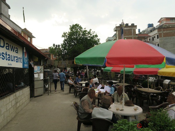 Open space hidden in Boudha with many eateries serving Tibetan and Sherpa food